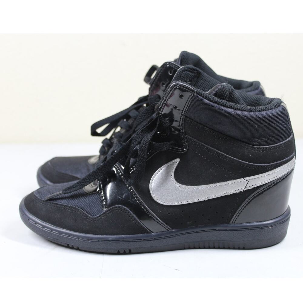 Nike Force Dunk Sky Hi Hidden Wedge Heel Black White High 629746-001 Womens 9